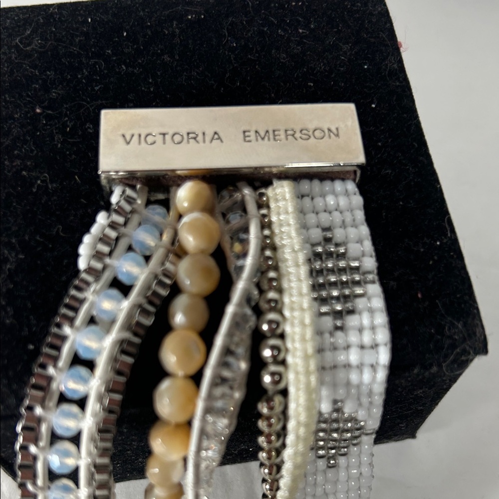 Victoria Emerson Silver and Cream Beaded Bracelet